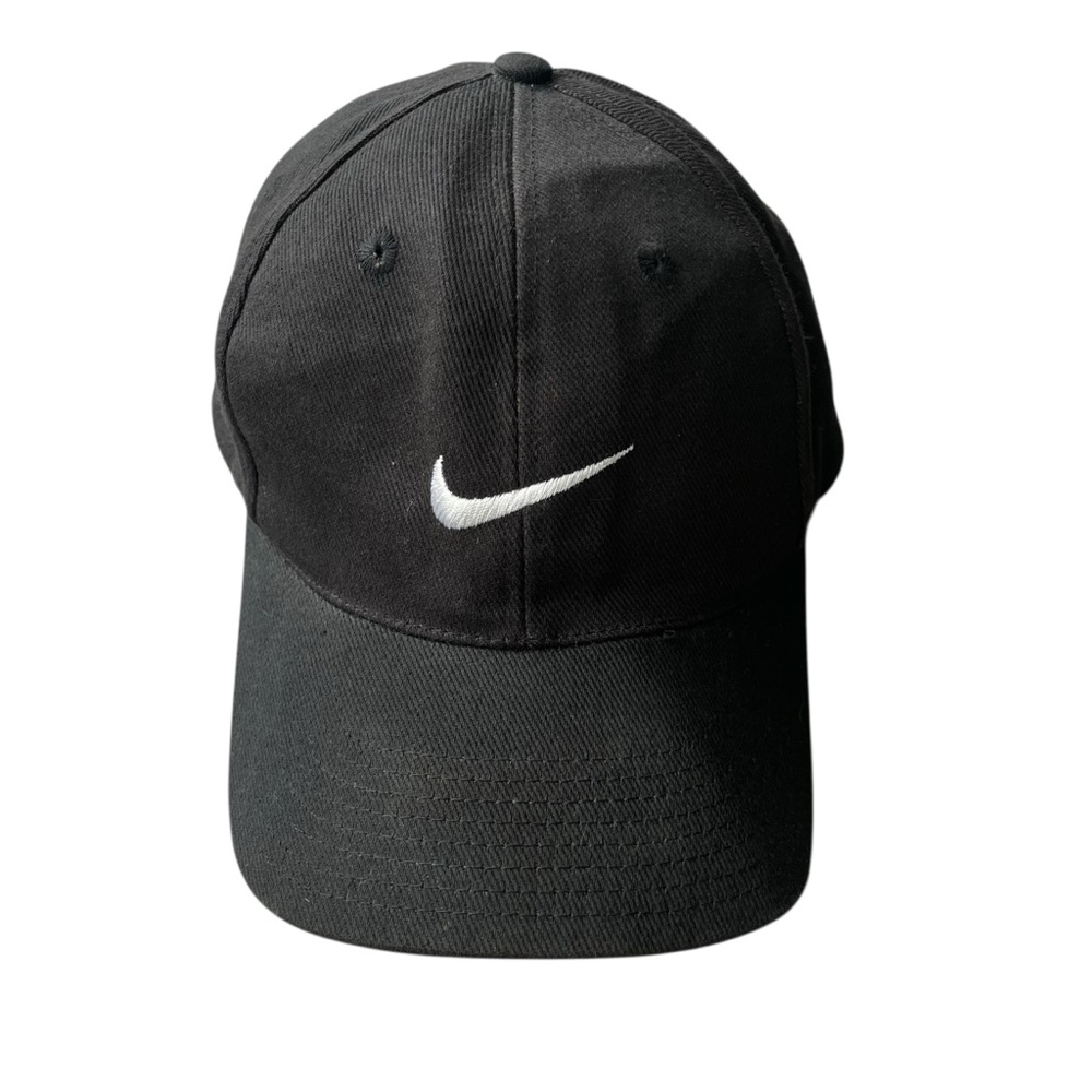 Vintage 90s Nike Swoosh SnapBack Hat One Size Adjustable Black White Swoosh